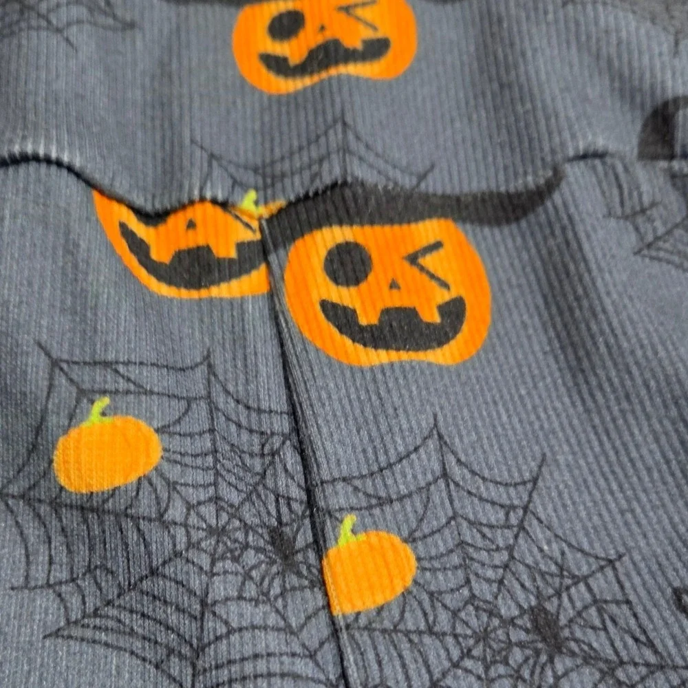 Halloween Jack-O-Lantern Witch Hat Bell Bottom Jumpsuit Grey Girls Size 120